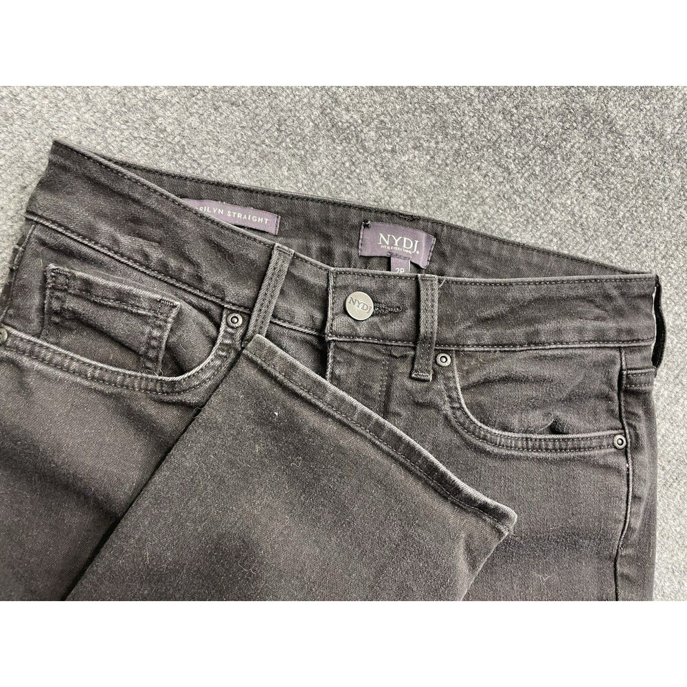 NYDJ Jeans Womens 2P Black Marilyn Straight Lift Tuck Stretch Mid Rise Denim